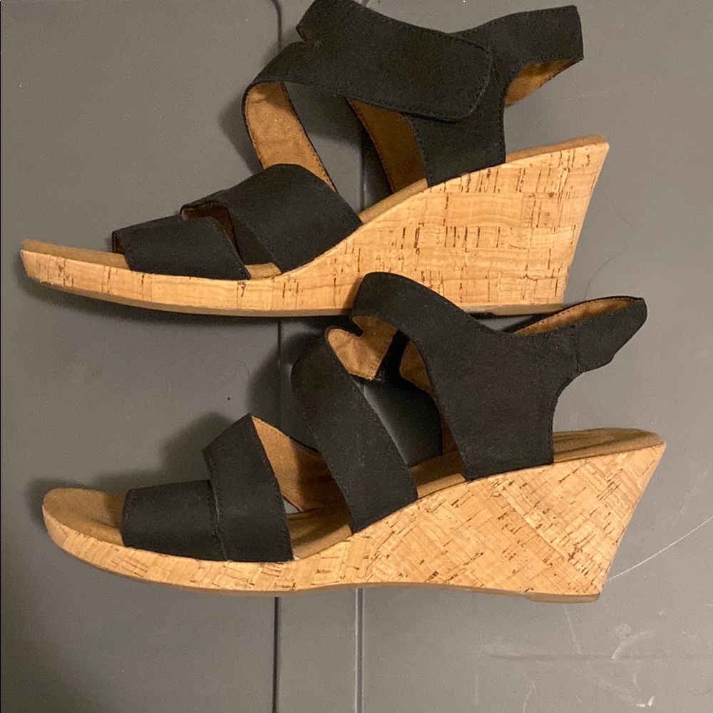 Black Wedge Sandals